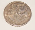 Old silver coin one ruble of the USSR in 1924 Royalty Free Stock Photo