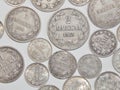 Old silver coins Finland with Russia Royalty Free Stock Photo