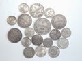 Old silver coins Finland with Russia Royalty Free Stock Photo