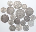 Old silver coins Finland with Russia Royalty Free Stock Photo