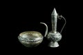 Old silver ewer container pour water, Buddhism Royalty Free Stock Photo