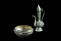 Old silver ewer container pour water, Buddhism Royalty Free Stock Photo
