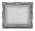 old silver frame with empty grunge linen canvas for your picture Royalty Free Stock Photo