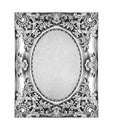 Old silver frame with empty grunge linen canvas Royalty Free Stock Photo