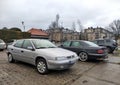 Old silver grey veteran classic French sedan car Citroen Xsara parked Royalty Free Stock Photo