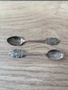 Old silver spoons Royalty Free Stock Photo
