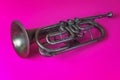 Old silver trumpet Royalty Free Stock Photo