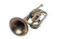 Old silver trumpet Royalty Free Stock Photo