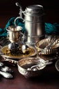 Old silver ware Royalty Free Stock Photo
