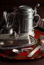 Old silver ware Royalty Free Stock Photo