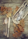 Old silverware set Royalty Free Stock Photo