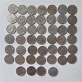 Old Singapore 10cent coins with front and back shot Royalty Free Stock Photo