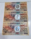 Old Singapore $50 currency bank legal tender note Royalty Free Stock Photo