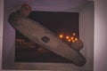 Old skateboard in an urban area at night in retro style Royalty Free Stock Photo