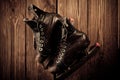 Old skates. Retouching in vintage style. Royalty Free Stock Photo