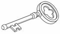Old Skeleton Key Outline Vector, Secrets and Discovery, vector design Generative AI Royalty Free Stock Photo