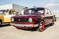 Old Skoda car parked on a roof of a shopping center Royalty Free Stock Photo