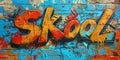 Old Skool Graffiti on a distressed wall Royalty Free Stock Photo