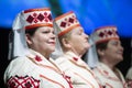 Old Slavic women sing songs. Belarusians in national headdresses
