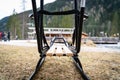 Old sled in a park in winter