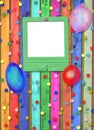 Old slide with balloons and confetti