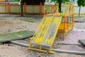 Old slide playground traditional metal in school children countryside Royalty Free Stock Photo