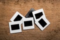 Old slides on wood background Royalty Free Stock Photo