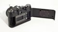 Old SLR photo camera. Opened body Royalty Free Stock Photo