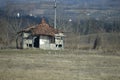 old small dilapidated house in a field Royalty Free Stock Photo