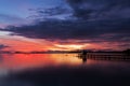 Old small jetty in to the sea in Long exposure image of dramatic Royalty Free Stock Photo