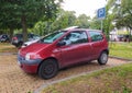 Old small red compact car Renault Twingo Royalty Free Stock Photo