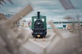 Old small steam locomotive on a display at the port in Reykjavik, as a memory of once part of only train line in Iceland Royalty Free Stock Photo