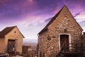 Old small stone houses at Rasnov medieval citadel from Transylvania