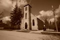 Old Small Town Church - Sepia Royalty Free Stock Photo