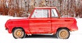 Old small vintage red car Royalty Free Stock Photo