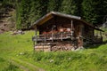 Old small wooden house in the alps Royalty Free Stock Photo