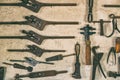 Smithy tools on the wall Royalty Free Stock Photo