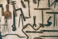 Smithy tools on the wall Royalty Free Stock Photo