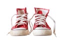 Old sneaker shoes isolated white Royalty Free Stock Photo
