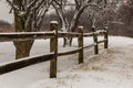 old snow-covered fence Royalty Free Stock Photo