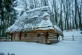 Old retro ukrainian house in winter village