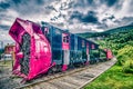 Old snow plow museum train locomotive in skagway alaska Royalty Free Stock Photo