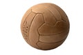 Old Soccer Ball Isolated on White Background with Clipping Path Cutout Concept for Classic Sport, Antique Game Detail, and Royalty Free Stock Photo