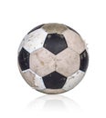 Old soccer ball on white background.