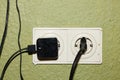 Old socket outlet with usb plug Royalty Free Stock Photo