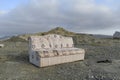 Old sofa abandoned in the middle of the mountains Road trip at the capital of Oman Muscat. Oman village life background. Royalty Free Stock Photo