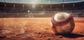 Old softball on the sand, close-up. AI generated high quality illustration Royalty Free Stock Photo