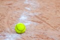 Old Softball in a softball field in California mountains on a white line Royalty Free Stock Photo