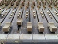 Old sound power mixer under adjusted Royalty Free Stock Photo