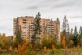 Old Soviet architecture of residential buildings in secret area. Royalty Free Stock Photo